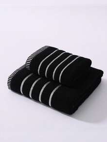 1件/2件竹纤维毛巾套装 - 轻盈柔软，超强吸水浴巾和手巾[薄款]，速干，亲肤，耐用，现代浴室配件，馈赠亲友的完美之选（40x75厘米和70x140厘米） - 黑色 - 查看 11