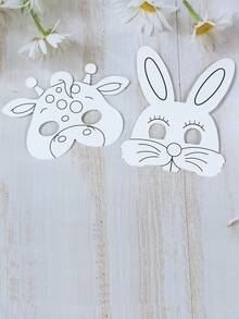 8pcs Animal Paper Masks, DIY Coloring Paper Masks With Watercolor Pens, Elephant, Butterfly & Mixed Animal Designs For Photo Booth Props, Suitable For Birthday Party, Baby Shower, Party Masks, Jungle Theme Birthday Party Costumes & Accessories, Blindfold Party Favors, Includes 8 Masks/8 Elastic Strings/6 Pens, Multifunctional Accessories For Various Occasions - Multicolor - View 8