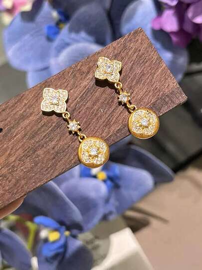 1 par de pendientes de lujo con letras CD de acero inoxidable minimalistas y brillantes, elegantes y versátiles