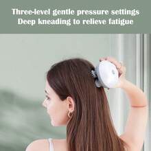 Mini Handheld Multi-Function Head Massager Multi-Point Stimulation Smart Body Kneading Massager Electric Scalp Massager Portable Wireless Head Massager Features 4 Removable Massage Claws 3 Adjustable Modes Vibration Stimulates The Head For Deep Relaxation Ideal For Home, Office, And Travel Settings - White - View 8