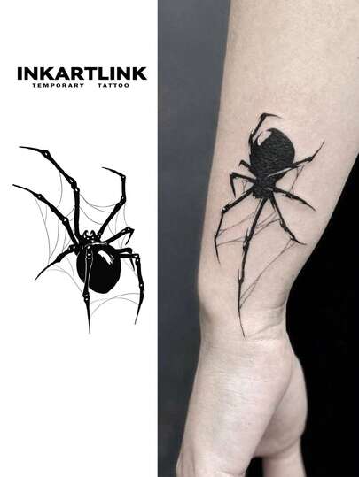  INKARTLINK Serie de insectos Tatuaje temporal de araña a base de hierbas | Tatuaje semipermanente resistente al agua que dura de 1 a 2 semanas | Pegatina de tatuaje de jugo | Tatuaje falso realista | Tatuaje temporal duradero | Pegatina decorativa de diseño de nicho