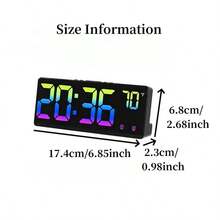 NieNie Voice Control Colorful Digital Alarm Clock Temperature Date Display 5 Level Brightness Dual Alarm Night Mode Snooze Table Clock 12/24H Anti-Disturb Function Electronic LED Clock(Battery Not Included) - Multicolor - View 4