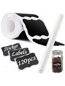 [120+ Reusable Waterproof Chalkboard Labels With Chalk Marker Pen - Removable Stickers For Storage Containers, Mason Jars, Bottles, Pantry, Office Supplies, Christmas Gifts, Party Favors, Back To School]