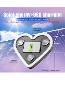 1pc Car Triangle Window Atmosphere Light, With Heart-Shaped Neon Light - Solar Powered, No Wiring Needed, 6 Lighting Modes Adjustable LED Lighting System, Also USB Chargeable, No Battery Required, Fits All Vehicles, Durable Plastic Structure, Modern Vehicle Decor, Car Window Lighting Upgrade - Multicolor - View 6