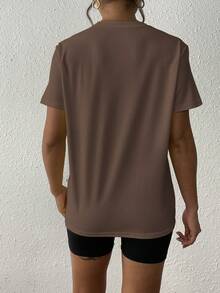 女式复古洛杉矶城市图案宽松圆领短袖 T 恤，休闲返校 T 恤