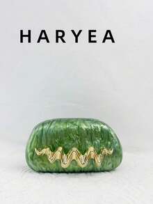 Elegant Women's Acrylic Starry Sky Shoulder Chain Bag, Party Dress Clutch, European & American Style Mini Makeup Bag, Bridal Small Handbag - Green - View 1