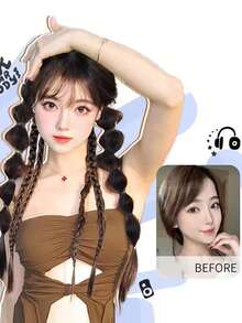 18英寸单件装合成灯笼泡泡辫马尾假发片，带弹力带，自然时尚，浅棕色/金色拳击马尾假发片，少女配饰假发 - 彩色 - 查看 5