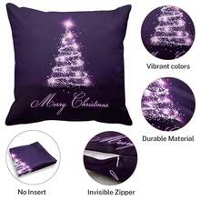 Purple Christmas Pillow Covers Xmas Tree Nature Purple Winter Throw Pillow Cover Sparkle Pillowcase Size 18x18 Inches Two Sided Print,18inchx18inch(Packof1) - 18inchx18inch(Packof1) - View 5
