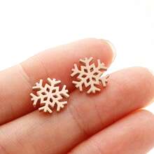 1对不锈钢简约雪花耳钉 圣诞节珠宝礼物 冬季个性耳环 圣诞耳饰 - 303 - 查看 7