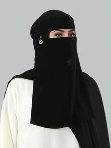 1 Peça Véu Redondo de Cor Sólida de Moda Feminina, Lenço de Cabeça Modal Confortável, Lenço de Cabeça Muçulmano Multifuncional para Proteção Solar, Adequado para Passeios Diários - Multicolorido - Visão 5