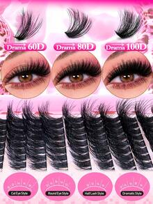 640片/60片D型卷翘簇状假睫毛大容量套装，附赠新手友好型假睫毛教程，浓密蓬松DIY分段式假睫毛，含粘合剂和封口剂，配备镊子、刷子，可放大双眼，轻盈可重复使用，大容量单根假睫毛套装，柔软自然的混合睫毛，打造3D立体眼妆，居家DIY，便携旅行，方便日常通勤、晚宴、婚礼新娘妆容等场合使用。 - 彩色 - 查看 8