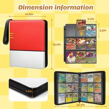 9 Pocket Trading Card Binder, Waterproof Cards Collection Binder With 40 Removable Sheets For 720 Cards Storage, Card Holder Book For TCG,MTG - Đỏ và trắng - Xem 2