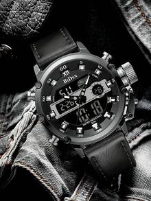 BIDEN Men's Outdoor Sports Digital Watch LED Backlit Calendar, Week, Time, Timer, Waterproof, Alarm Clock 12/24-Hour Dual Display Electronic Quartz Watch - Black - View 5
