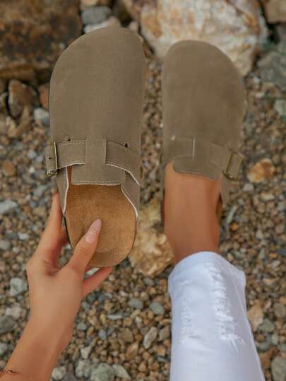 Boken 女士 2024 年春季新款厚底拖鞋，一脚蹬休闲乐福鞋