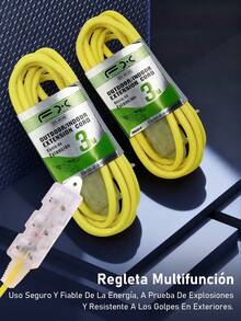 EXTENSION 4 ENCHUFE 3M/5M/7M/10M/15M DE USO RUDO PARA EXTERIOR HOGAR - 3 metros--2 piezas - Ver 1