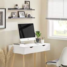 SoBuy FWT40-WN，家庭办公桌 电脑桌 电脑工作站 2 个抽屉 - 白色 - 查看 11