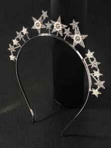 1pc Teen Christmas Snowflake Headband, Super Shiny Rhinestone Flower Headpiece, Christmas Gift, Princess Crown 3D Hair Hoop - Silver - View 10