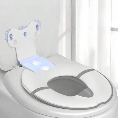 可折叠儿童马桶训练座圈，旅行尺寸，带吸盘，适用于各种马桶款式 | 强力吸附，长度可调节 | 防滑带防溅罩，易于清洁，白色。