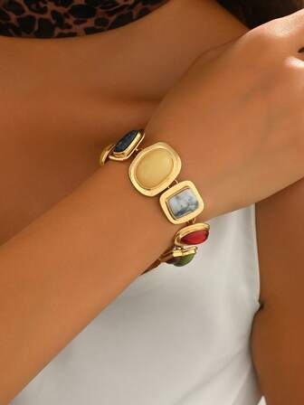 1pc Women's Fashion Exaggerated Colorful Acrylic Bracelet