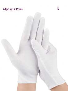 24只装棉质手套，适用于干燥和皲裂的双手，男女通用保湿睡眠手套，夜间保持双手干爽，睡眠手套，弹力透气工作手套，适用于湿疹、珠宝检验、水疗等场合，白色 - 彩色 - 查看 11