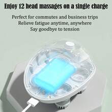 Mini Handheld Multi-Function Head Massager Multi-Point Stimulation Smart Body Kneading Massager Electric Scalp Massager Portable Wireless Head Massager Features 4 Removable Massage Claws 3 Adjustable Modes Vibration Stimulates The Head For Deep Relaxation Ideal For Home, Office, And Travel Settings - White - View 9