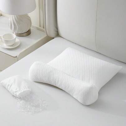 2-In-1 Adjustable PE Soft Tube Neck Pillow, Removable And Height Adjustable, Suitable For Side Sleeping And Prone Sleeping, Includes Extra Filling