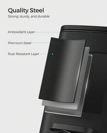 Kitchen Bin, 1.6-Gallon (6 L) Trash Bin, Steel Pedal Bin, With Inner Bucket, Soft Close And Stays Open, Ink Black - Black - View 4