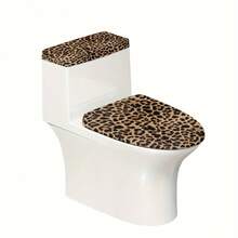 1 Set Leopard Print Toilet Seat Cover And Tank Cover, Toilet Seat Cover And Dust Cover, Elastic Toilet Cover, Fits Most Toilet Tanks And Toilet Lids, Home Decor
