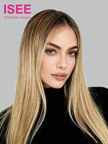 ISEE Ready-To-Wear Human Hair Wig, Upgraded Straight Ombre Gray-Golden Blonde With Brown Roots, Unprocessed Virgin Hair, Natural Hairline, No Glue 6"X4" Transparent Lace Front Wig, Pre-Plucked And Trimmed, 22-28 Inches, 180% Density, Silky Natural Hairline, Suitable For Daily Wear, Beginner-Friendly, Charming And Elegant, Casual And Fashionable, Student And Beauty Supplies - S3/14 - View 2