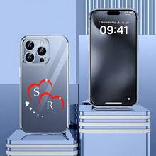 de moda transparentes, carcasa de teléfono transparente Cubierta de teléfono transparente para iPhone con diseño de corazón rojo y letras S R personalizadas ideal para regalos románticos Prevención de caídas - transparente - Ver 1