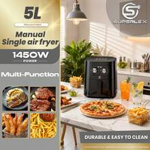 SUPERLEX Air Fryer, 8 Preset Mode Ovens, 5-Liter Cooking Oven, Temperature Adjustable Range 80-200°C, Built-In 60-Minute Timer Function, Non-Stick Inner Pot Design, Overheating Protection Mechanism, Automatic Power Off Function, Healthy Oil-Free, Low-Fat Cooking Support Automatic Delay Function, Is A Multi-Functional Cooking Oven - UK Plug(220-240V) - View 12