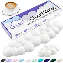 Cloud Wrist Rest Keyboard, 3-In-1 Cloud Keyboard Wrist Pad Set With PU Leather Memory Foam, Cute Tenkeyless/Full-Size Arm Rest For Comfortable Palm Support, Soft PC/Gaming Desk Accessories And Office Setup Essentials, Computer Hand Cushion For Long Typing And Gaming, Ideal For Home Office Desk Setup, Daily Ergonomic Support And Christmas Gift