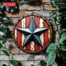 2D Flat, Trebalena 2D Flat Metal Wall Art - Rustic Texas Star Vintage Americana Decor With Distressed Wood Look Shield Design, Stars & Stripes Aluminum Sign For Home, Barn, For Man Cave, Porch, Outdoor Garden - Independence Day Wall Decor, No Electricity Needed, Southwestern Home Decor, Porch Decoration, Weatherresistant Finish, Patriotic Collectors, Barn Decoration, Country Living, 2D Flat - Nhiều màu - Xem 6