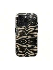 1 funda elegante para teléfono, no incluye cordón ni soporte. Funda protectora con estampado de cebra para 17 16 15 14 13 12 11 Pro - Cubierta a prueba de golpes de doble capa con carcasa de policarbonato y forro de TPU, adecuada para 17. - Blanco - Ver 2