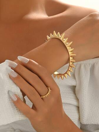 2pcs/Set Couple Open Design Bracelet & Ring Set