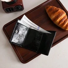 日式钱包，RFID屏蔽零钱包，迷你短款钱包（部分纽扣较硬） - 黑色 - 查看 3