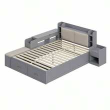 Bed Frames - Gray + Wood + 140cm*200cm - View 5