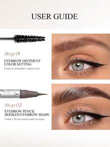 Romantic Beauty RMT 2-In-1 Eyebrow Pencil Set - Deep Brown Eyebrow Pencil - Waterproof Long-Lasting Formula - Dual-Ended Fine Tip Eyebrow Pencil + Eyebrow Brush - Suitable For Warm Tones/Dark Eyebrows - 01淺棕色 - 查看 4
