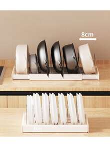 Organizador expandible para ollas y sartenes, Soporte Organizador Ajustable Para Ollas, Moldes De Pasteles, organizador para gabinetes de cocina,Tablas De Cortar, Alfombrillas - Blanco - Ver 4