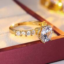 Moissanite Wedding Ring Elegant Engagement Wedding Anniversary Ring Jewelry With Gift Box