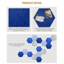 Hexagon Felt Bulletin Board Tiles, 8 Pcs, 8.7 X 7.5 Inches, With 20 Pushpins, For Easy Display Of Photos Pictures Memos Notices, Felt Wall Tiles For Office Home Classroom (Blue),Blue - Màu xanh lam - Xem 5