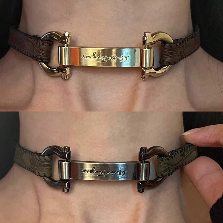 Punk Heavy Industry Y2K Hot Girl Metal Style Leather Necklace Niche Design Choker Collarbone Chain Neck Light Luxury - Silver Clavicle Necklace - View 1