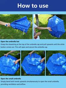 1pc Foldable Oversized Hands-Free Sun Umbrella Hat, Durable Double-Layer All-Weather Protection, Suitable For Fishing, Hiking, Camping, Outdoor Activities, Gardening, Portable Multifunctional, For Summer Use - Multicolor - View 2