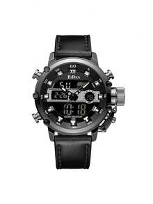 BIDEN Men's Outdoor Sports Digital Watch LED Backlit Calendar, Week, Time, Timer, Waterproof, Alarm Clock 12/24-Hour Dual Display Electronic Quartz Watch - Black - View 11