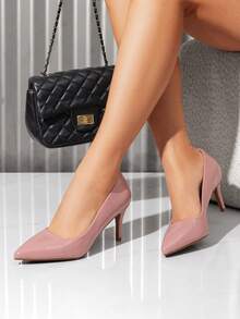 Women High Stiletto Heels Closed Pointed Toe Dress Pumps Shoes For Wedding Work Office Business, 3 Inches - Hồng - Xem 3