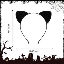 Black Cat Ear Headband Halloween Cat Ears Headband For Women Cute  Ears Furry Cat Ears Headbands For Adults,30214256 - 黑色 - 查看 2