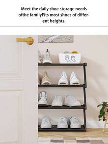 4-Layer Z-Shaped Shoe Rack, Durable Plastic Independent Storage Box, Arc-Shaped Design, Easy To Assemble Floor Rack, Suitable For Living Room Or Dormitory, Stackable And Space-Saving, Shoe Storage Box, Vertical Rack.