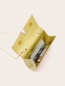 4件套女士水钻耳环、项链、手链及吊坠套装，搭配优雅V形金属装饰手拿包，适合女士舞会、婚礼及派对等场合，可用作单肩包、钱包、手提包、婚包、晚宴包，多功能鸡尾酒会、婚礼新款钱包、宴会包 - 金色 - 查看 10