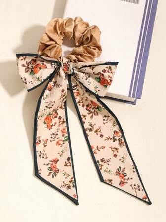 1 pieza Diadema con cinta floral de unicolor, estampado tropical de estilo bohemio casual, estilo retro de palacio, fiesta linda, moda callejera, de poliéster, adecuada para todo tipo de sujetadores de pelo, scrunchies, lazos de pelo