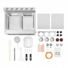 HOHOBLA Commercial Gas Deep Fryer 12L Countertop Stainless Steel Dual Tank Kitchen Frying Machine W/2 Removable Baskets & Lid, Double Fryer For French Fries Turkey Donuts Home Kitchen Restaurant [US STOCK, Christmas Gift] - Silver - View 4